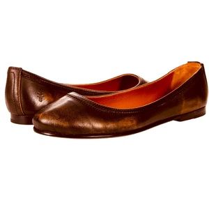 Frye Carson Ballet Flats Dark Brown Brush off